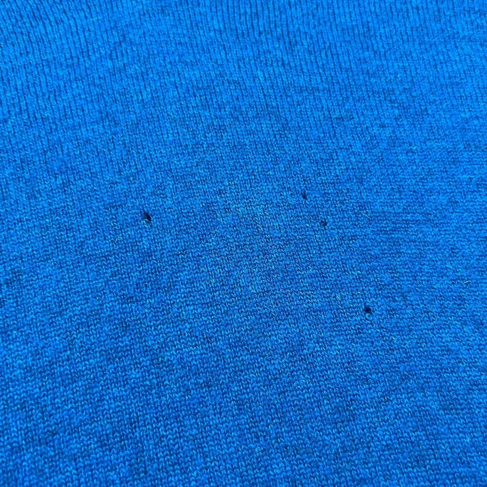 Vintage 50s Designer Sweater LG Lambs Wool Sweater Teal Blue Henley House Flaw